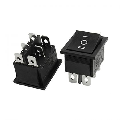 Переключатель - KCD2-203 (6pin) 15A, 250V ON-OFF-ON - черный